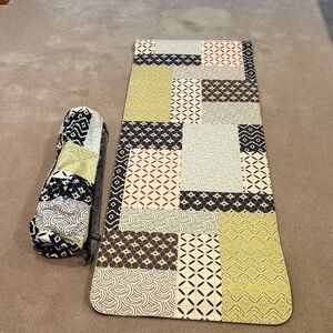 Johnny Was Patchwork Yoga Mat and Bag Set - Black, Cream, Green